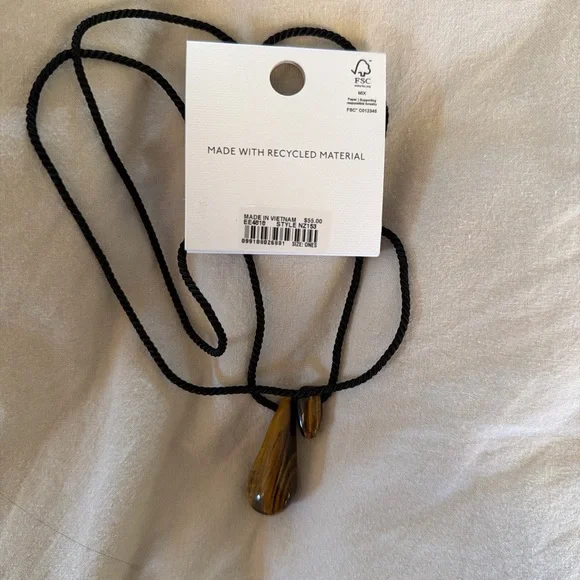 Madewell Tiger's Eye Stone Pendant Necklace - Brown/Black - Picture 3 of 3